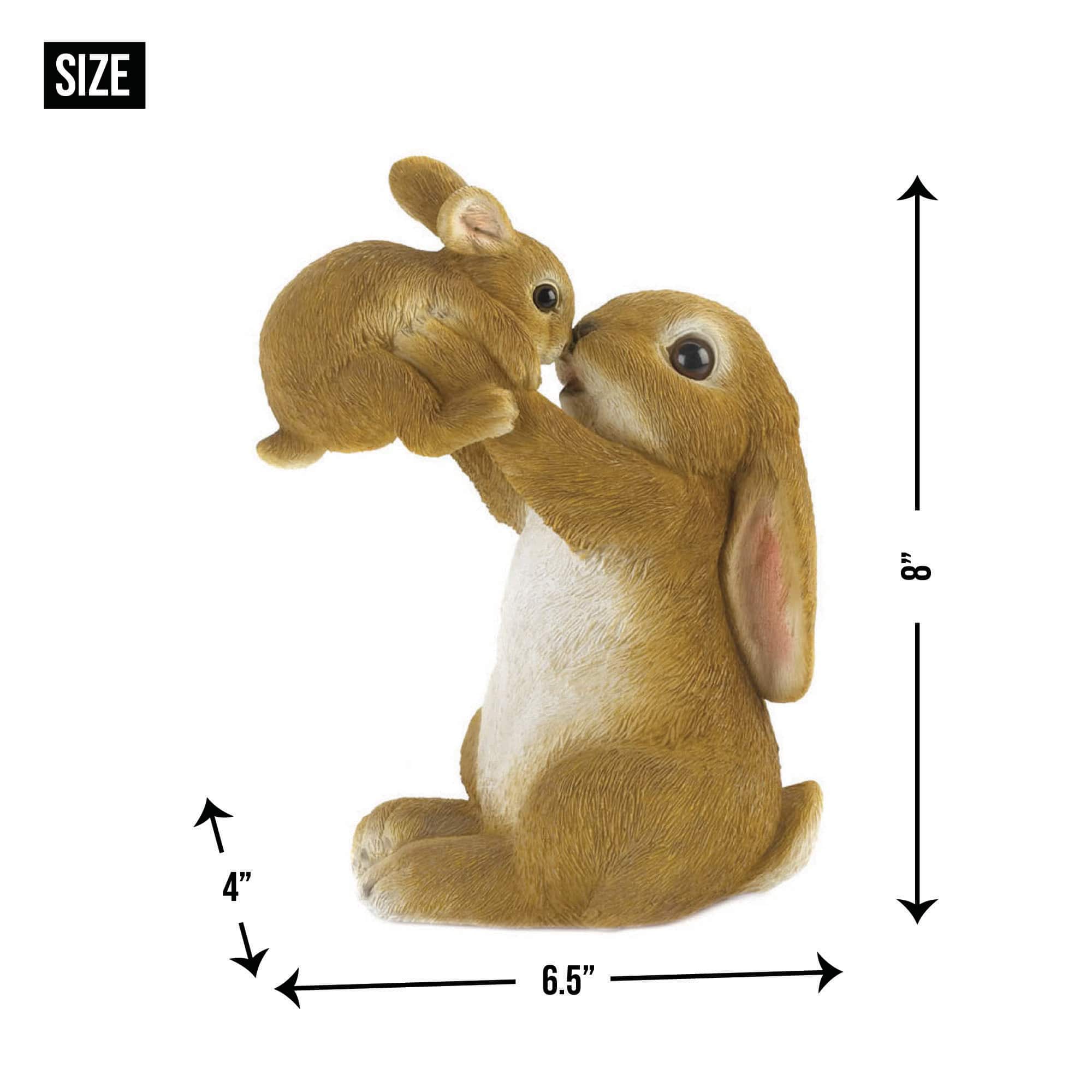 8" Playful Mom & Baby Rabbit Figurine